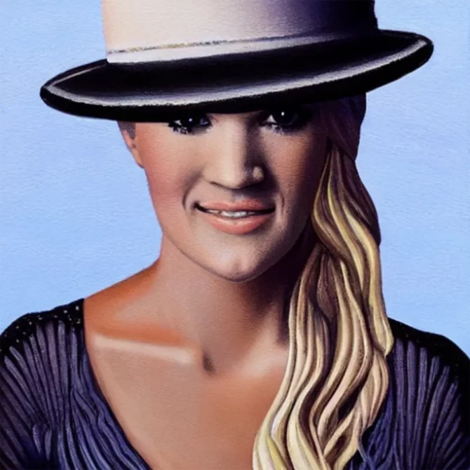Carrie-Underwood in the style of Rene Magritte     6